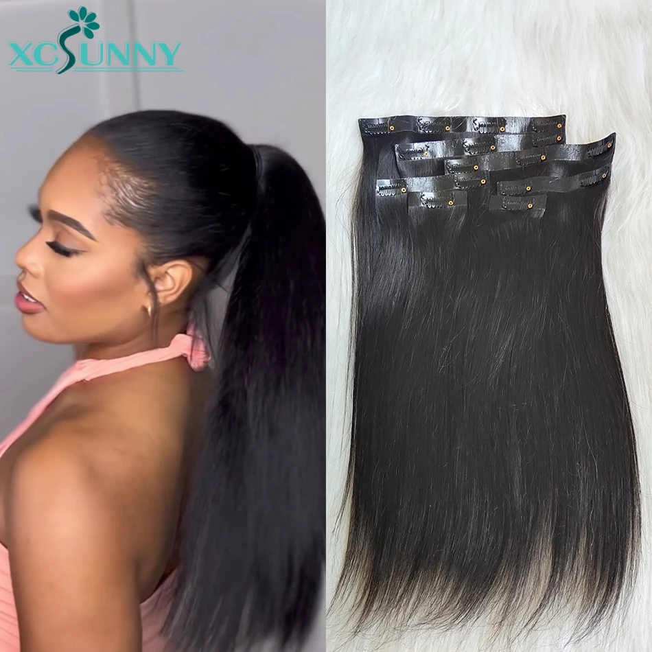 PU Clip In Human Hair Extensions Burmese Weft Clip Ins Straight Hair pu-clip-in-human-hair-extensions-burmese-weft-clip-ins-straight-hair
