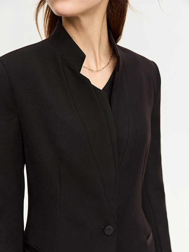 AMII Minimalist Suits For Woman 2023 Autumn New Niche Design Coat Stand Collar Double-layer Basics Slim Trendy Blazers 12343100