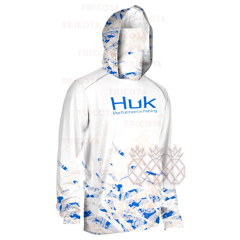 HUK Performance Fishing Shirts Men's Breathable Sun Uv Protection Hooded  Mask Fishing Clothing Summer Long Sleeve Fishing Wear