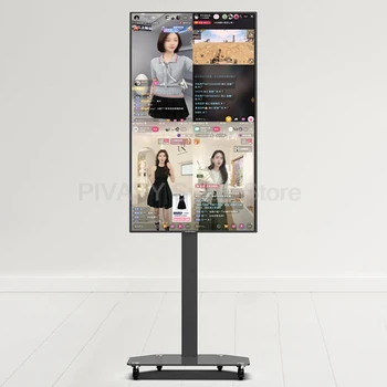 Grande touch screen da 32 pollici Android Smart TV Trasmissione Dispositivo live Monitor mobile girevole per giochi di studio in palestra Interattivo per interni 1