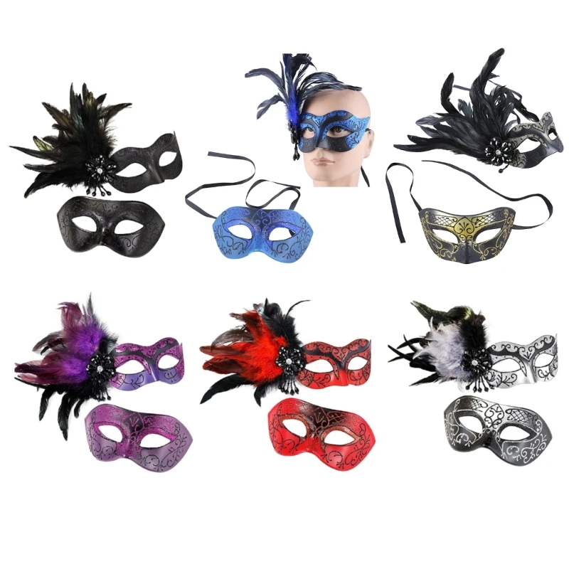 

Couple Masquerade Mask Party Mask Halloween Costume Mask Mardi Gras Mask for Couples Women Men Half Face Mask N7YF