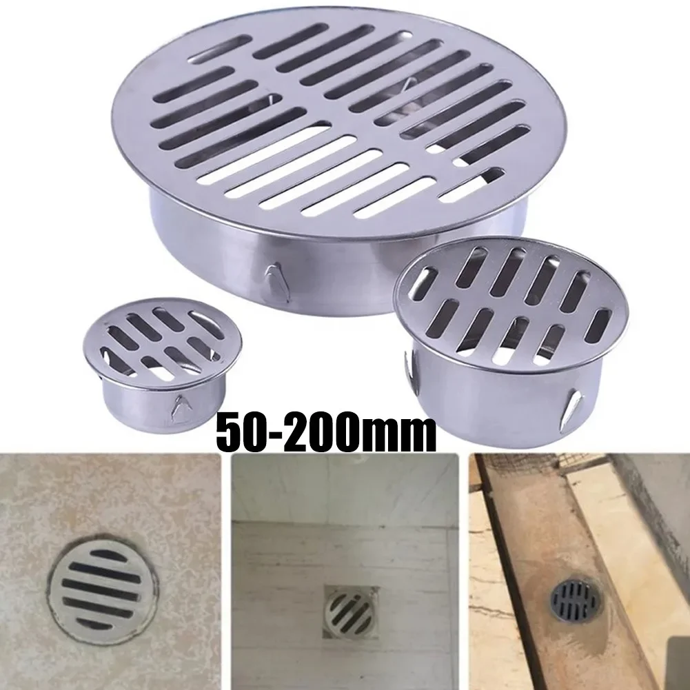 Floor Drain floor drain 50mm-200mm Stainless Steel Balcony Drainage Roof Round Floor Drain Cover Rain Pipe Cap PVC Pipe