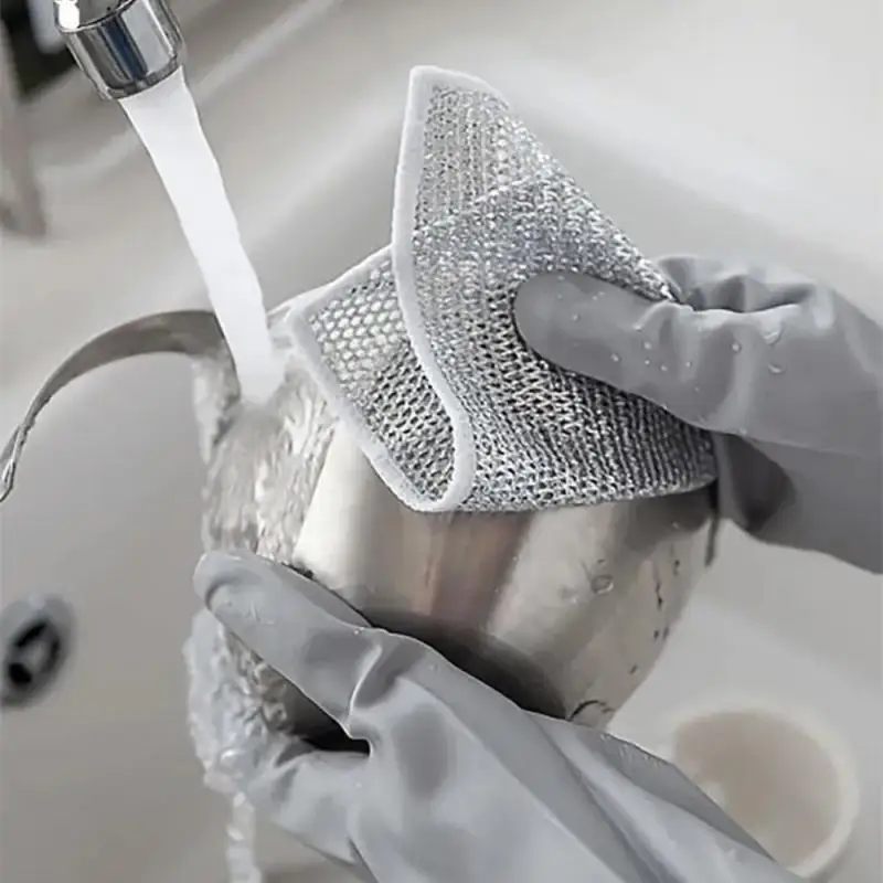 Silver Wire Rag Cleaning Cloth Grid Non-stick Oil Rag Kitchen Stove Dishwashing Pot Cleaning Cloth cleaning cloth,dish cleaning cloth,microfiber dish cloth,dish cloth,towel cleaning cloth