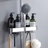 Shower Shelf Without Drilling Bathroom shelf With Hooks Shampoo Holder Toilet Storage Shelf Shower Tray Bathroom Accessories 1