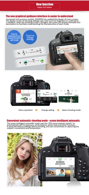 Canon EOS 800D APS-C frame DSLR camera 45 point focusing system - Main Image