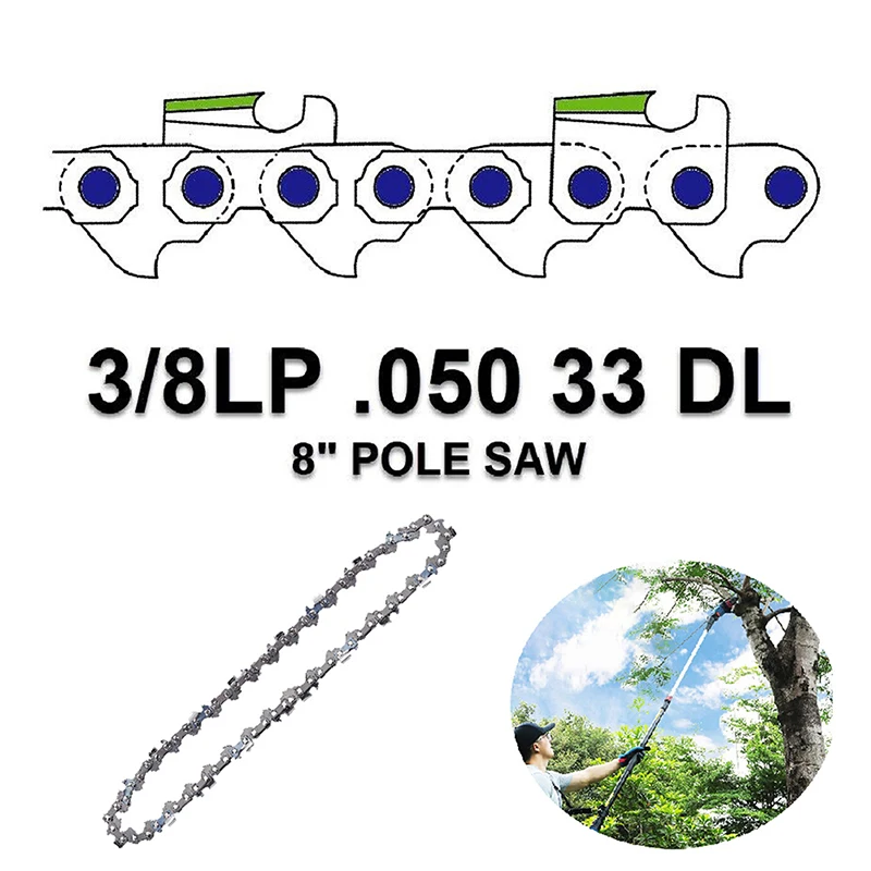Description Picture 4 of itemGarden Logging Wood Cutting Tool 8Inch Pole Saw Chain Chainsaw 3/8" LP .050" Gauge 33DL Semi Chisel Electric Chainsaw Spare Part