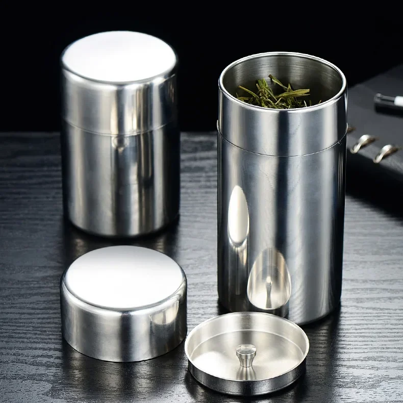 304 Stainless Steel Tea Caddy, Portable, Small, Sealed Tank, Storage Box, Household Metal