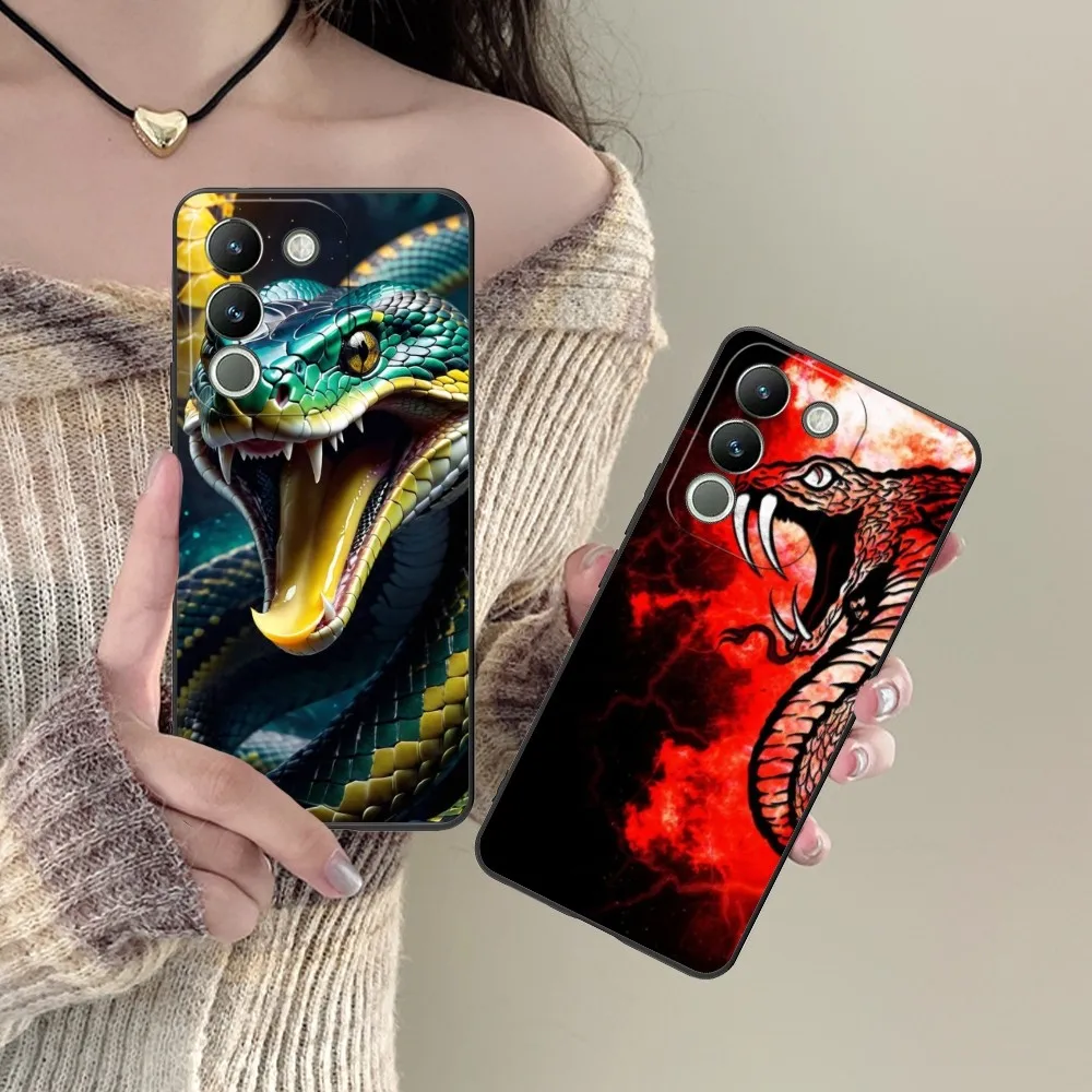 Snake Luxury Mobile Cell Phone Case For Vivo Y95 Y93 Y31 Y20 V19 V17 V15 Pro X60 Nex Black Soft Phone Cover Funda