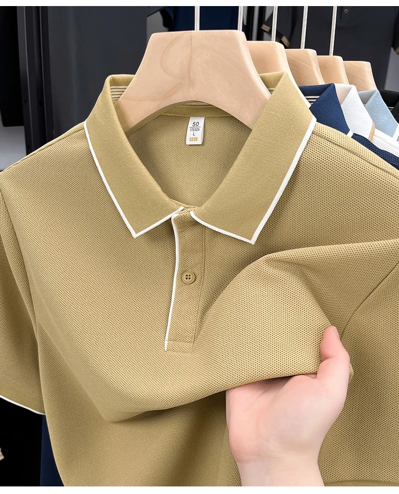 High quality men's short sleeved summer new fashion brand striped Korean style golf custom comfortable casual business T-shirt 25 Sa820efe203854b4c967c6effd4bd57f9h