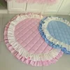 Round Ruffle Carpets for Living Room, Princess Bedroom Carpet, Custom Rug, Home Decoration 1