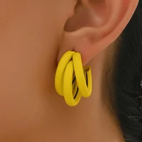 New Elegant Women Dangle Earrings C-shaped Painting Girls Hoop Earrings Flannelette Geometric Statement Earrings pendientes - Image 5