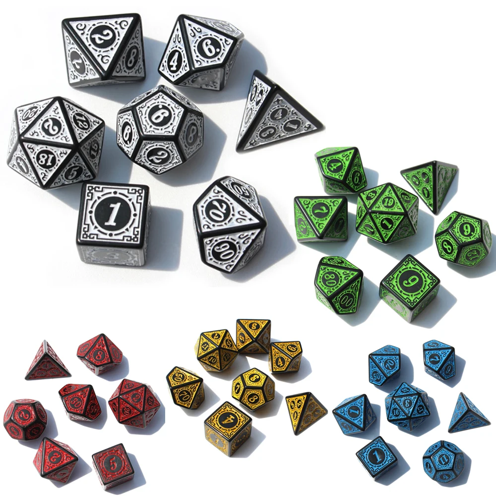 Dice Set Multi-Sided 5Sets/35Pcs For TRPG DND Polyhedral D4 D6 D8 D10 D12 D20 Dice For Board Card Math Game Accessories