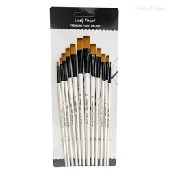 Deluxe 12 - Piece Artist Paint Brush Collection - Ultra - Durable Nylon Bristles for Diverse Painting Styles (12 White Flat)
