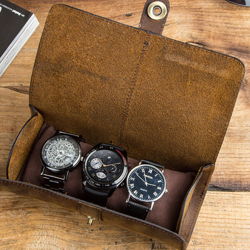 

Watch Case Box Travel Men Organizer Storage Holder Jewelry Retro Watches Pouch Mens Roll Display Pocket Gift Bracelet Bands