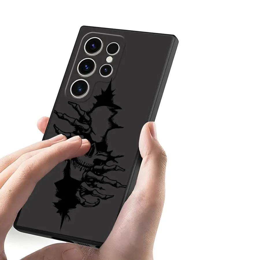 Spooky Skull Patterns Black Soft Phone Cover