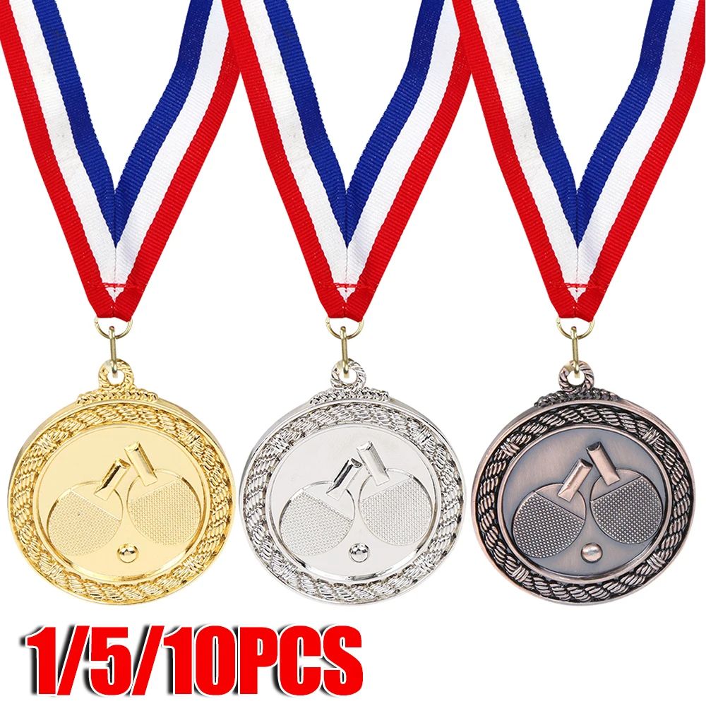 1/5/10pcs 5cm Table Tennis Medal Zinc Alloy Competition Gold/Silver/Bronze