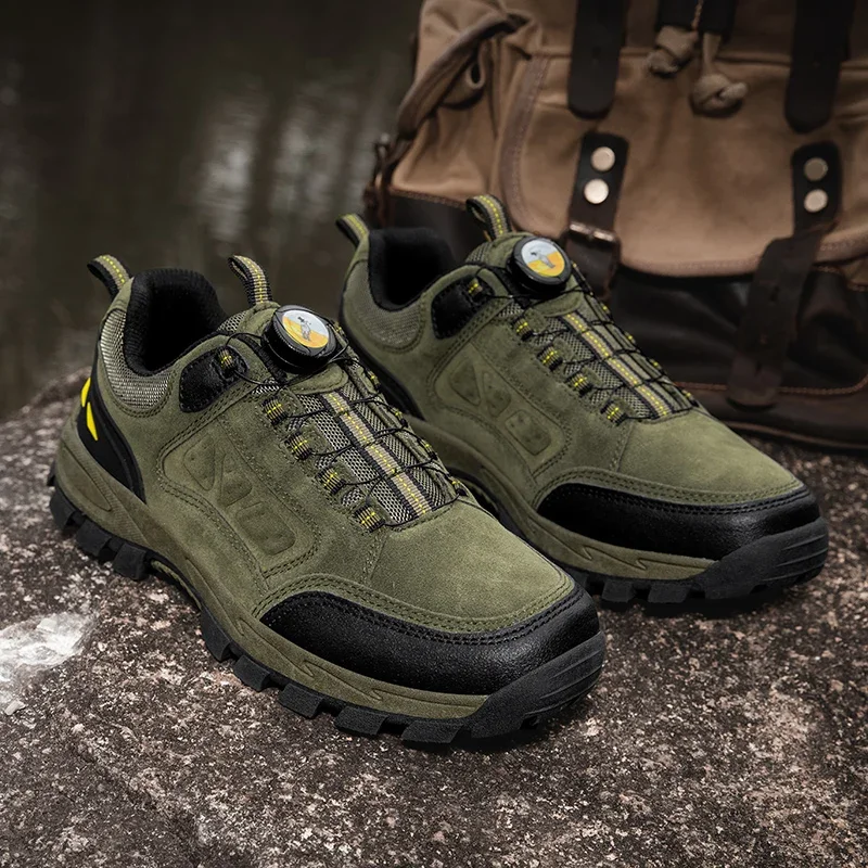 Rotating Button Walk Waterproof Off-Road Hikeup Trail Camping Hunting Climbing Mountain Trip Outdoor Trekking Hiking Shoes Men hiking shoes rock climbing shoes