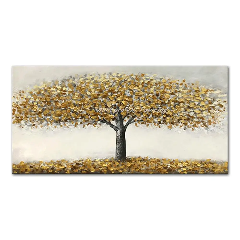 

Mintura Large Size Handmade Artwork Handpainted Oil Paintings on Canva The Big Leafy Tree Modern Hotel Decor Home Decor Wall Art