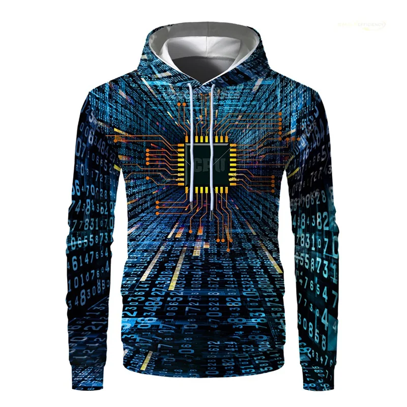 thumbnail image 1 of Sudadera con capucha con gráfico de chip electrónico para hombre, sudadera con estampado 3D de placa de circuito de CPU, sudadera divertida, sudaderas con capucha, ropa de calle, 1 of 5