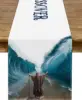 Happy Passover Linen Table Runner Dining Party Decor Moses Divided Parting The Red Sea Jewish Pesach Table Runners Party Decor 1