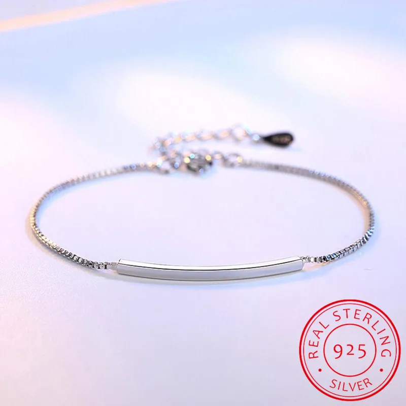 체인 팔찌 순수 925 간단한 팔찌 쥬얼리 Pulseras Pulseira es Plata