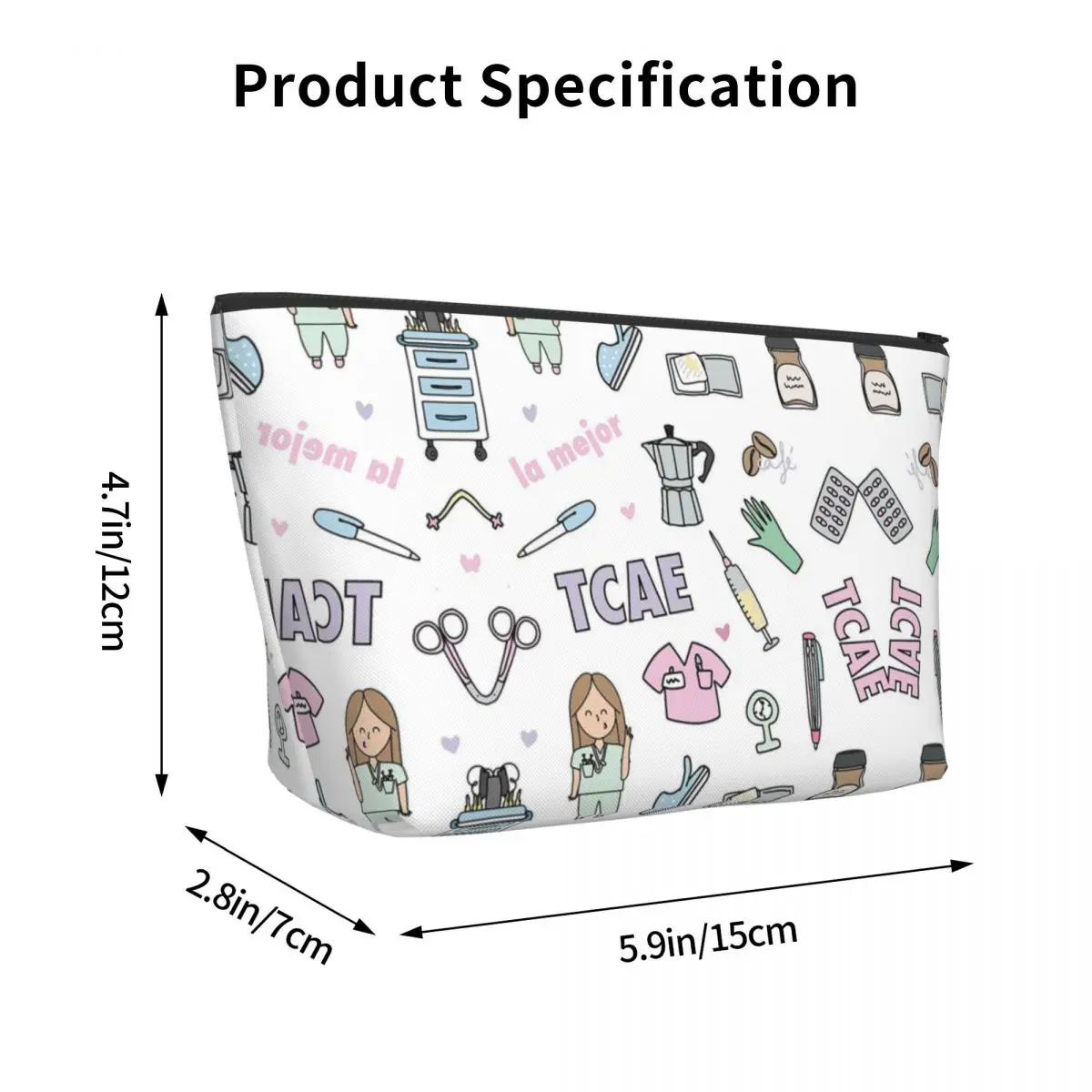 Custom Cartoon Doctor Nurse Enfermera En Apuros Toiletry Bag Women Makeup Cosmetic Organizer Lady Beauty Storage Dopp Kit Case 3