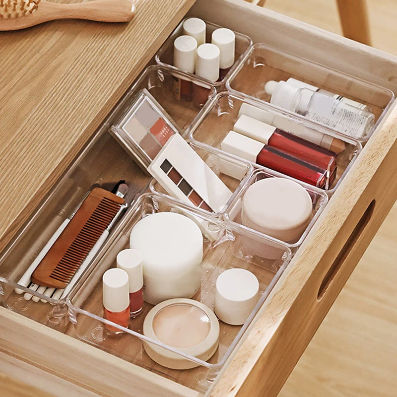 Drawer Organizers Box Clear Divider Case Makeup Kitchen Utensil Jewelry  Tableware Brush Cable Clips Tray Bathroom Office Storage - AliExpress