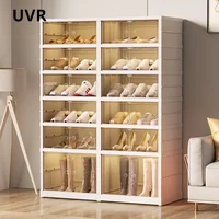 Полка для обуви UVR, домашний дверной проем, многослойный шкаф для обуви, складная полка для закусок, органайзер, прозрачная коробка для хранения обуви, мебель — изображение 6