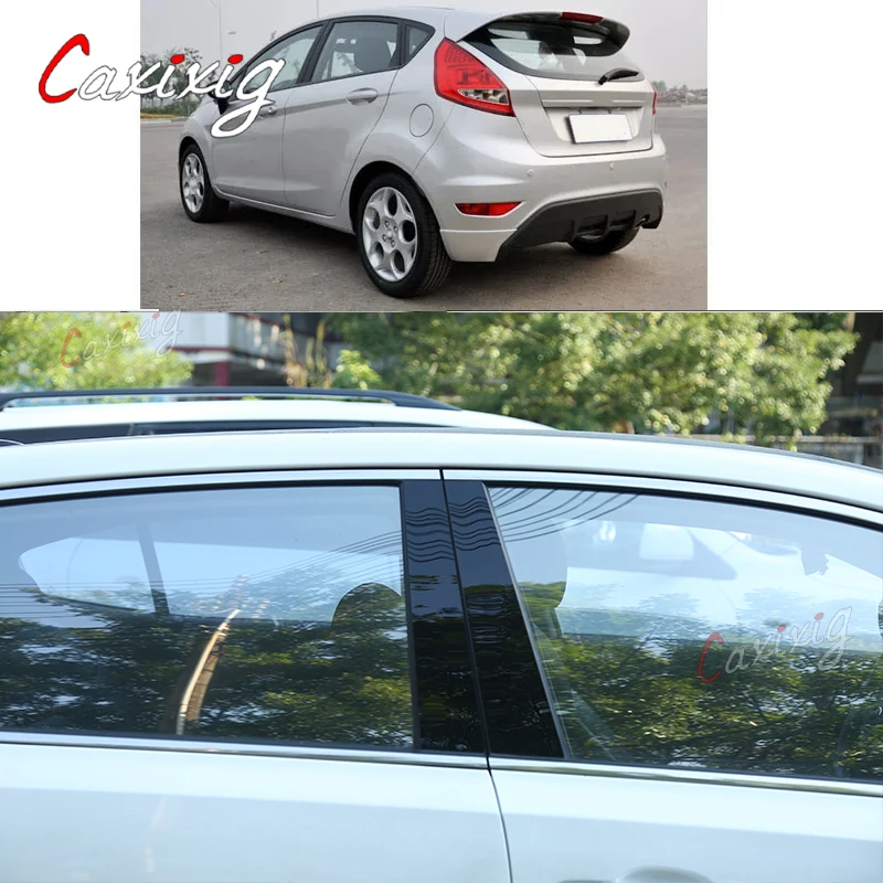 Car Pc Materiale Pilastro Post Copertura Porta Trim Finestra Modanatura Piastra Adesiva 4 Pezzi Per Ford Fiesta 2009 2010 2011 2012 2013 2014