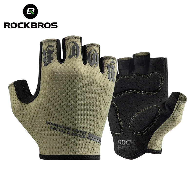 Gants vélo ROCKBROS mi-doigts anti-chocs respirants été élastiques pêche cyclisme court sport