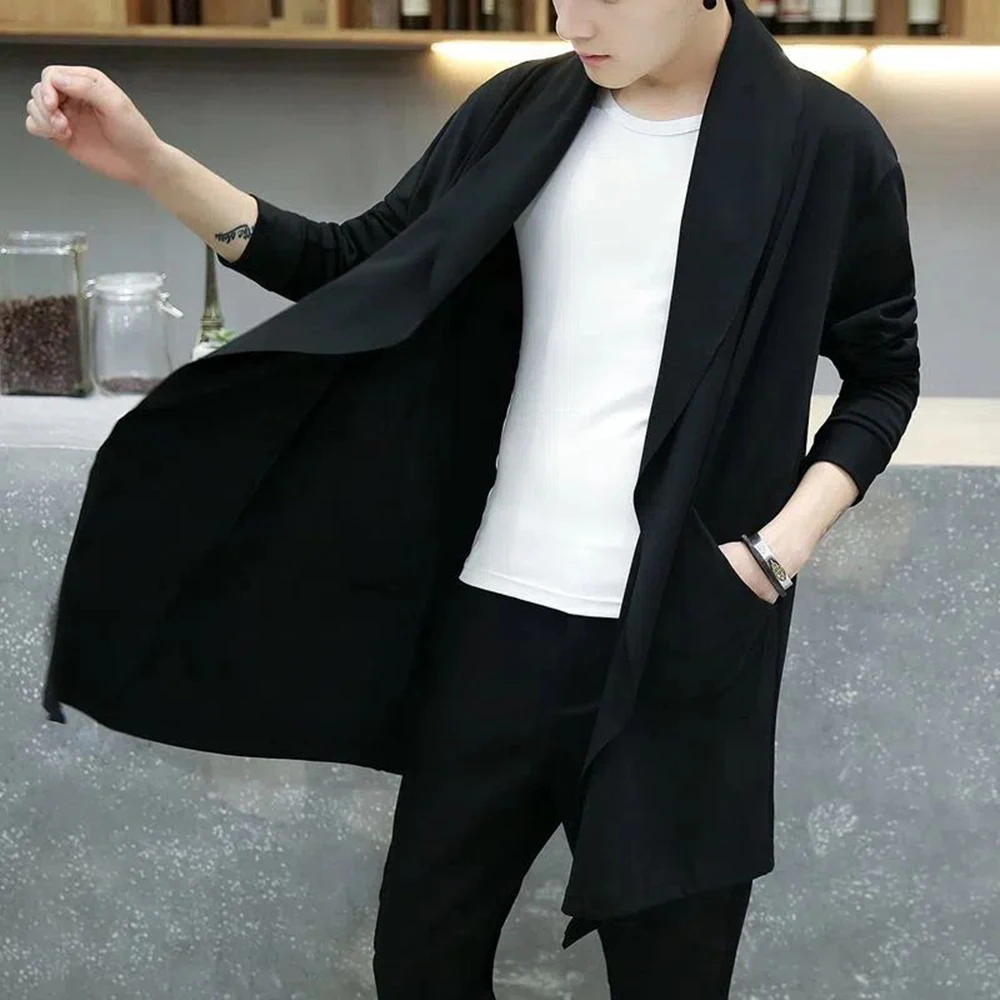 Autunno Uomo Moda Stile Coreano Lungo Trench Cappotto Con Cappuccio Mantello Abrigo Hombre Uomo Punk Hip Hop Cardigan Casual Streetwear Cape