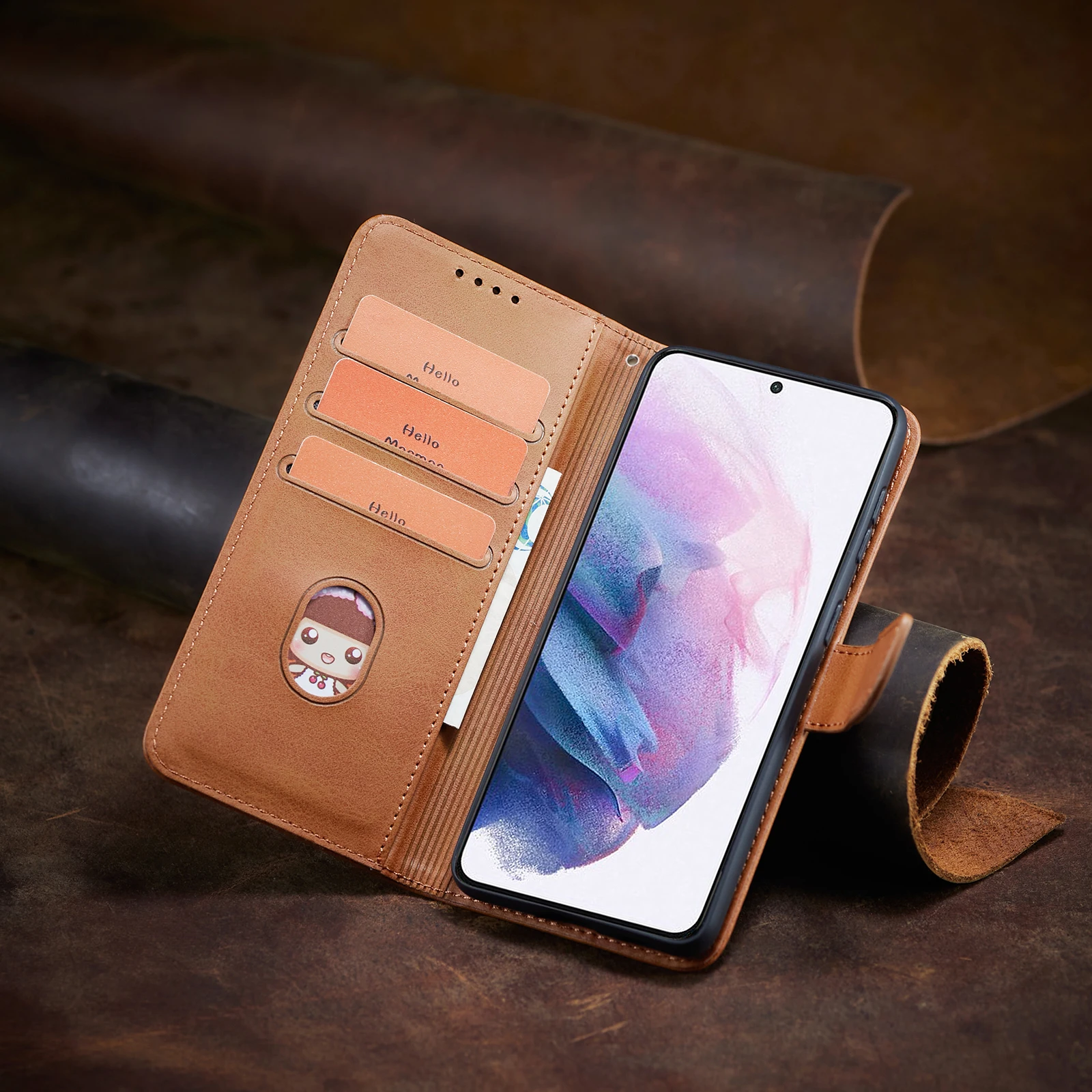 3D Animal Leather Flip Phone Wallet Case with Card Holder