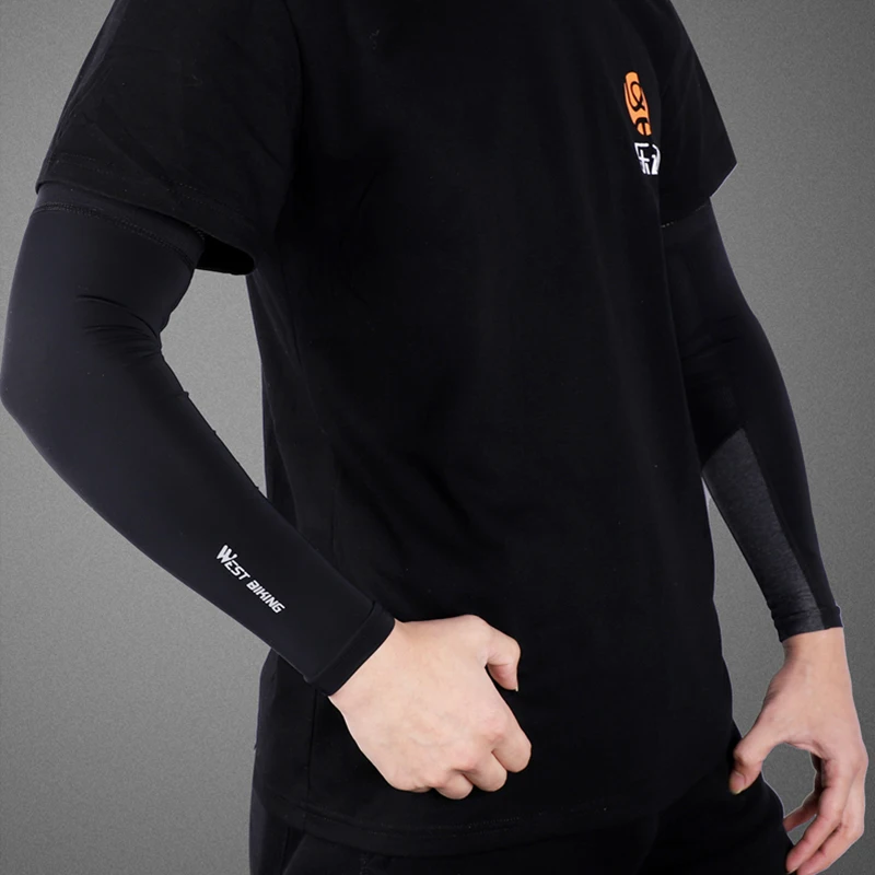 WEST BIKING Ice Silk Sports Arm Sleeves Cycling Arm Sleeves Cover Sun UV Protection Outdoor Running Fitness Summer sun protection arm sleeves arm sleeves cooling arm sleeves