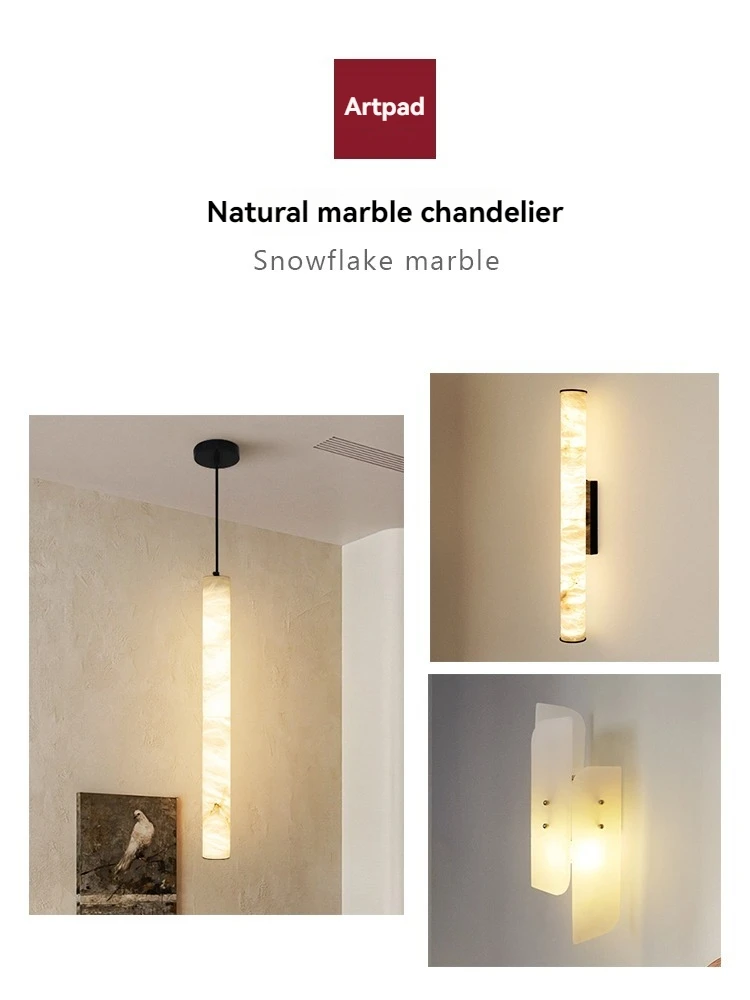 Artpad Simple Marble Pendant Light Modern Style for Living Room Dining Room Bar Bedroom Bedside Hanging Lamp