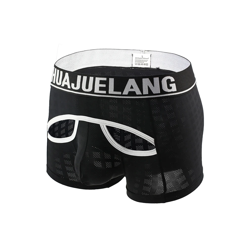 Boxer And Underpants Men\'s Mesh Panties Boxer Shorts Open Front Briefs Men\'s Beach Trunks Elastic Panties Bulge Briefs Underwear