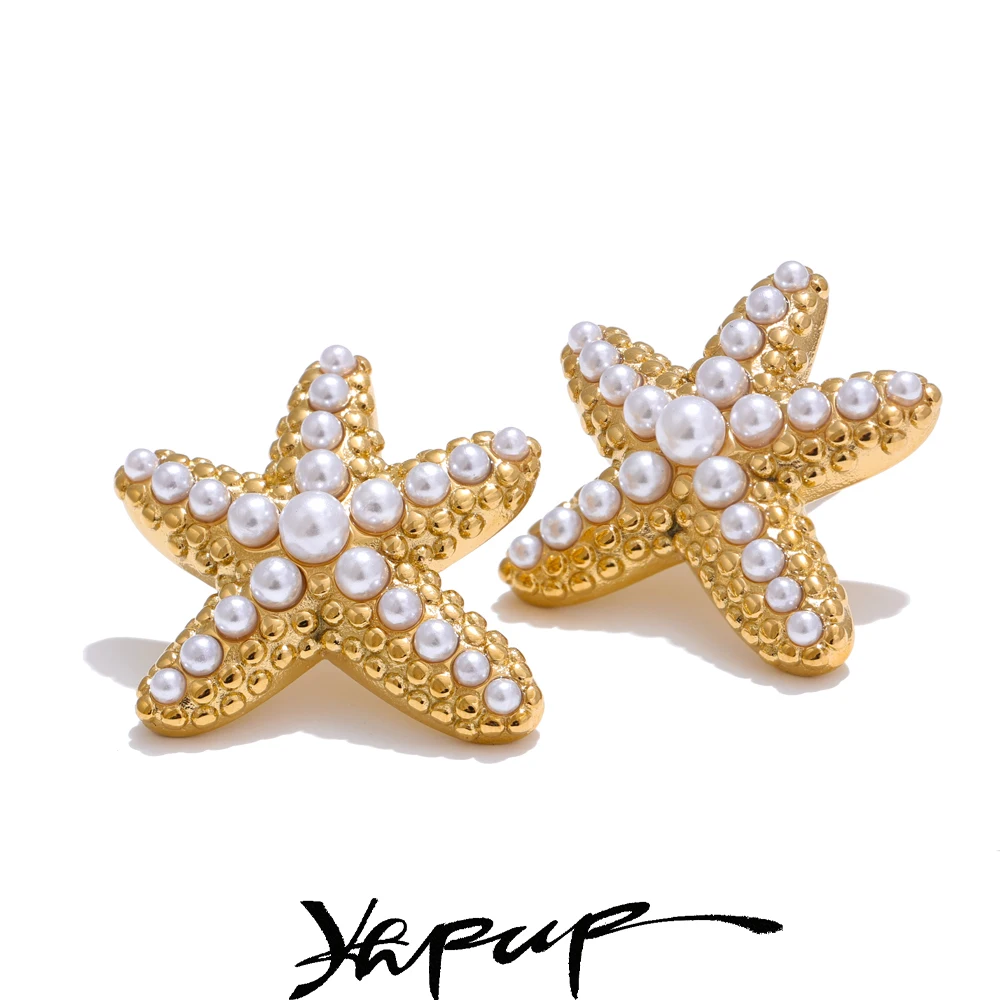 Yhpup Imitation Pearls Stud Earrings Summer Holiday Beach
