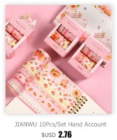 JIANWU 7pcs or 10pcs/set Cute Basic color Washi Tape Scrapbook DIY  Masking Tape School Stationery Store Journal supplies
