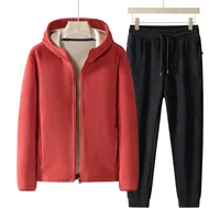 Plus Size 7xl 8xl Men's 2pcs Tracksuit Sets Winter Warm Polar Fleece Liner Jacket+pants Set Men Casual Thick Sportswear Clothes 2