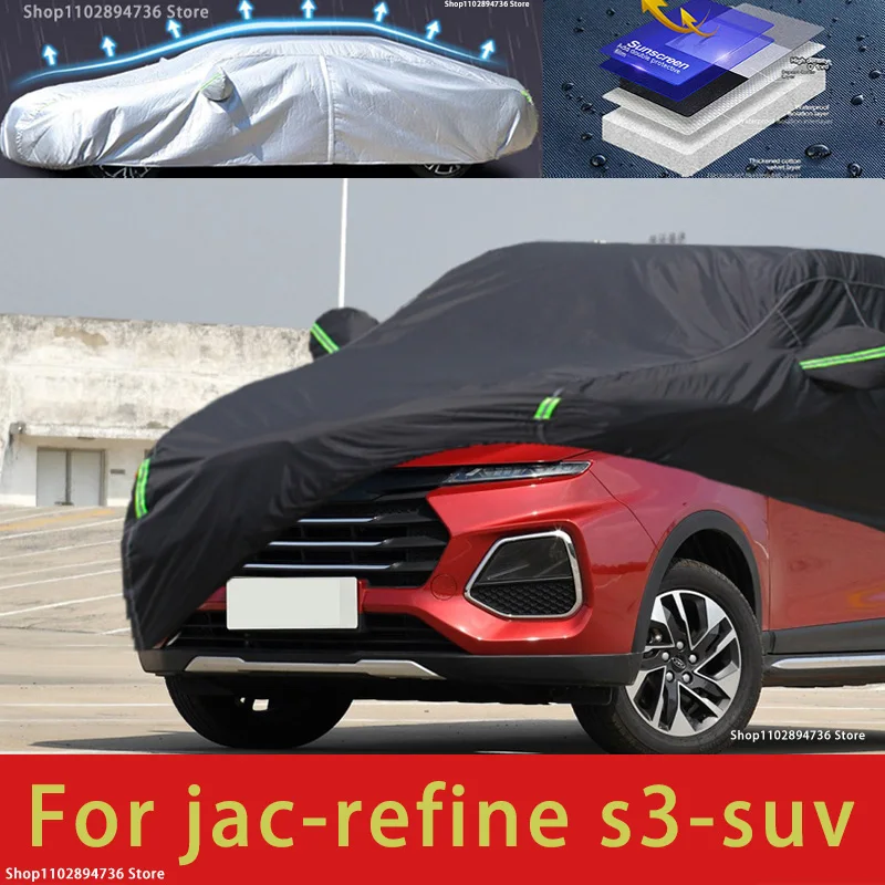 

For JAC Refine S3 Fit Outdoor Protection Full Car Covers Snow Cover Sunshade Waterproof Dustproof Exterior black car cover