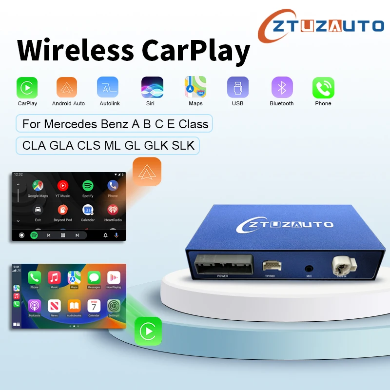 

Wireless CarPlay for Mercedes Benz A Class W176 B W246 CLA GLA C-CLass W204 E-Class W212 C207 CLS W218 ML GL GLK SLK R72 G W463