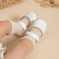 Newborn Baby Breathable Fashion Leather Shoes Women's Baby Shoes Lace Princess Shoes Classic Non-slip Soft Bottom Walking Shoes 6