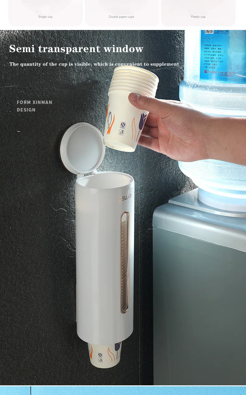 Description Picture 5 of itemDisposable paper cup dispenser, wall-mounted plastic water dispenser holder, container frame