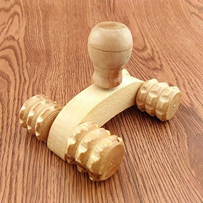 Tcare Solid Wood Full-body Four Wheels Wooden Car Roller Relaxing Hand Massage Tool Reflexology Face Hand Foot Back Body Therapy massage tool