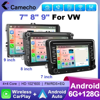 Camecho 7/9 pulgadas 6 + 128G Android Radio de coche GPS Carplay para VW Volkswagen Golf 5 6 Touran Passat B6 Polo Jetta Sharan Seat Skoda 1