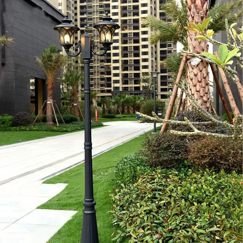 ?2.3M E27 야외 마당 램프 빌라 정원 높은 기둥 조경 램프 정원 커뮤니티 방수 조명 가로등