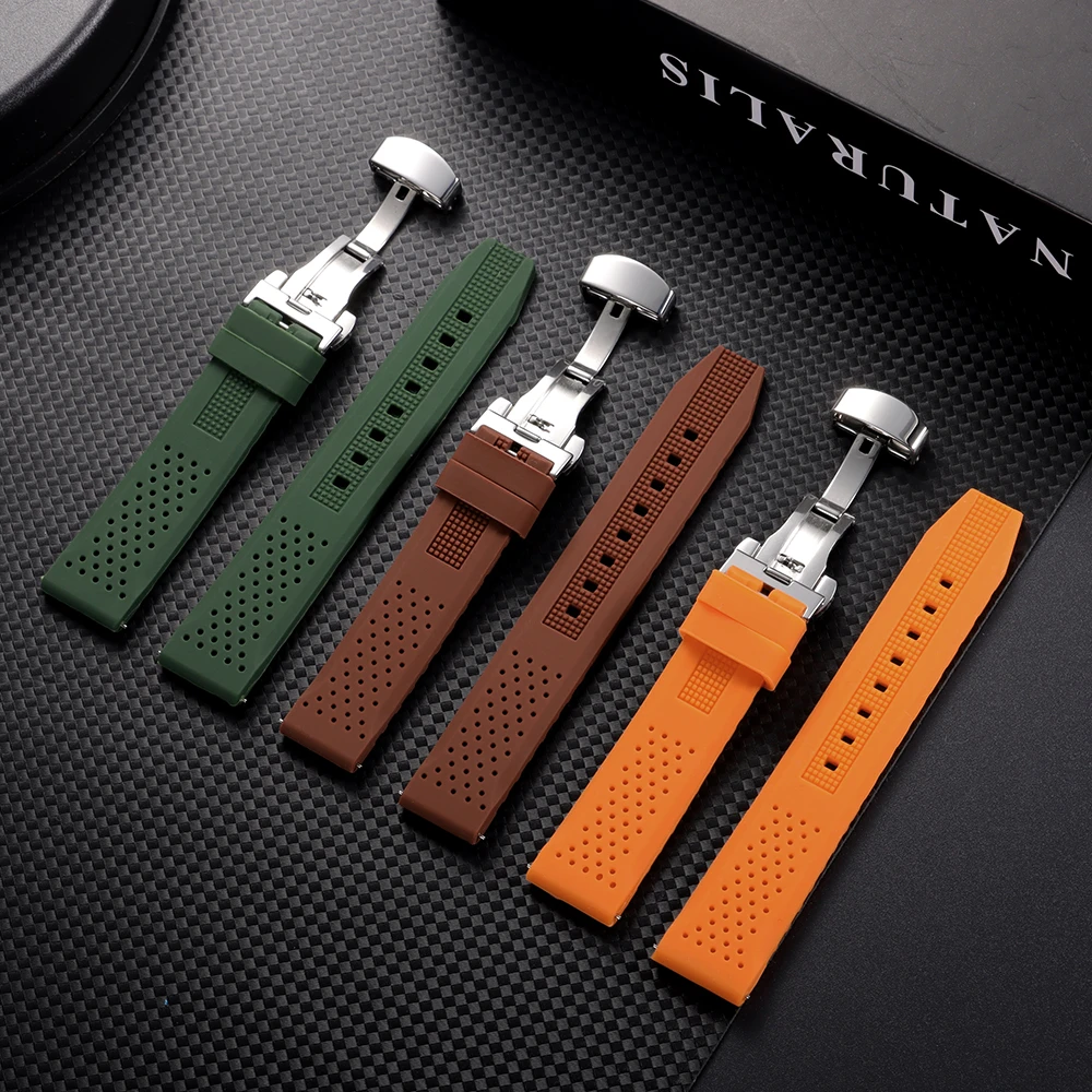 Silicone Quick Release Watch Strap with Butterfly Buckle - Available in Multiple Sizes