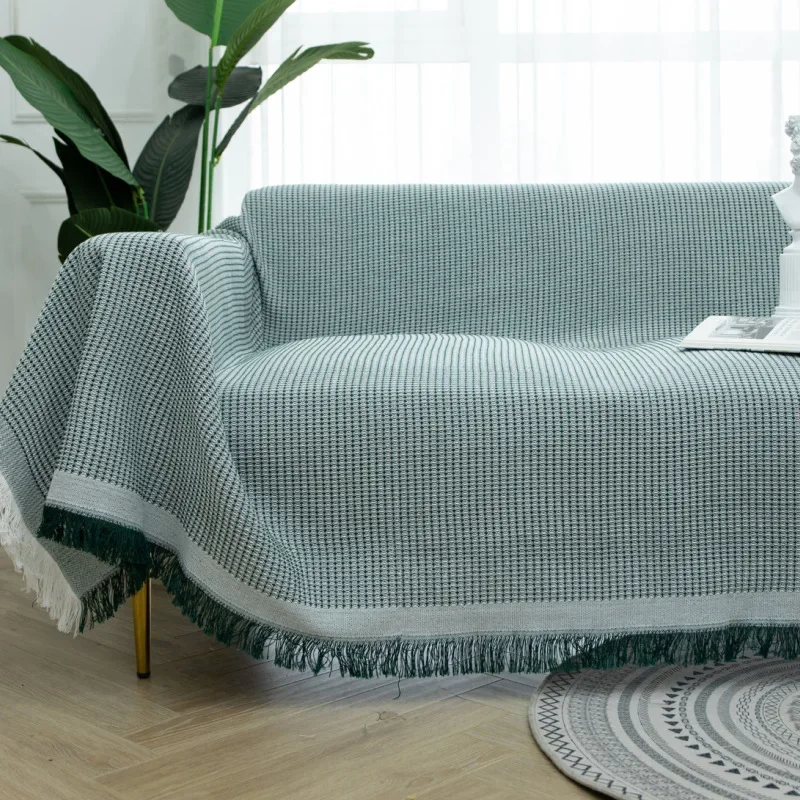Woven Cotton Sofa Cover Blanket Solid Color Non-slip Sofa Towel for Living Room Furniture Decor Tapestry Couch Cover 3