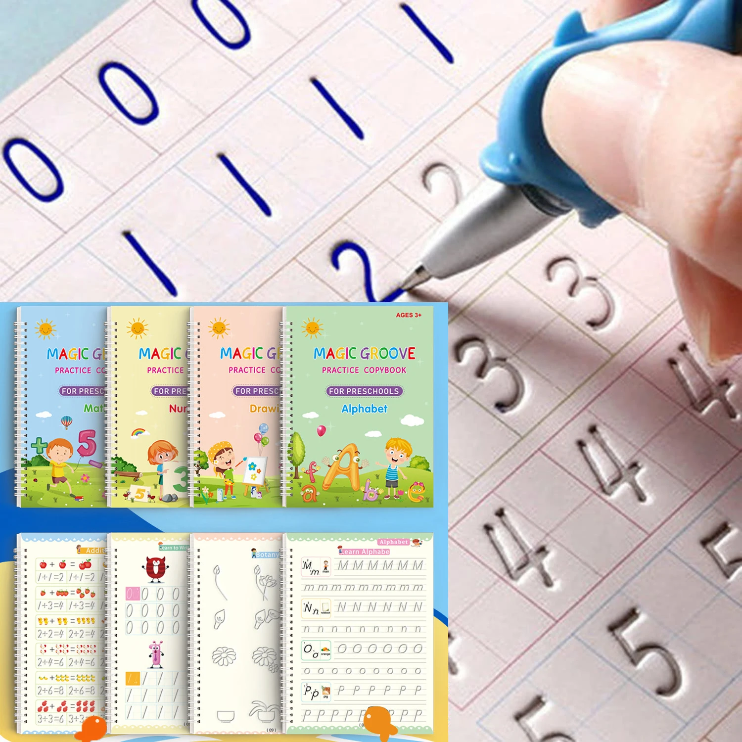 

Magic Practice English Copybook Reusable Free Wiping Children's Writing Sticker For Calligraphy Montessori Toys School Supplies