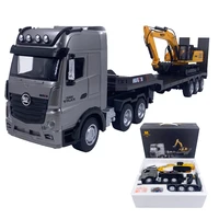 Huina 1522 1:18 RC Trailer Truck Remote Control Simulation Engineering 9CH Remote Control Flatbed Rc Car Excavator Truck Toy Boy 1