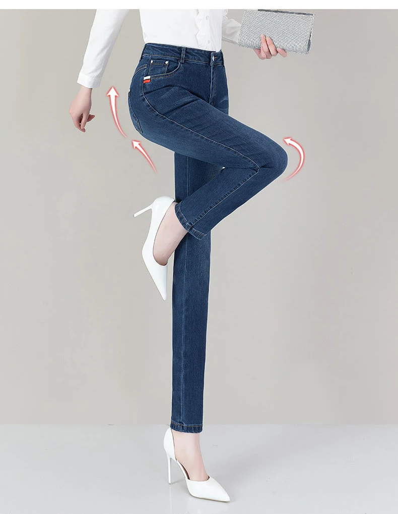 maternity jeans Women's Denim Pants 2022 Fashion Classic Stretch Pencil Jeans Lady Ankle Length Basic Washed Mid Waist Jeans Work Trousers versace jeans couture